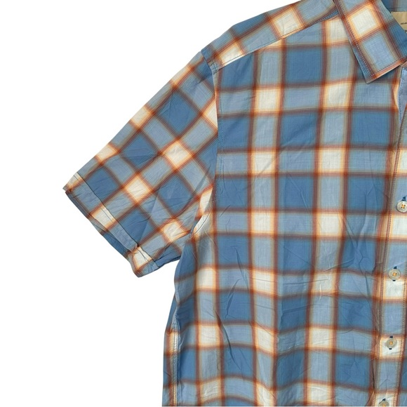 Tommy Bahama Jeans Plaid Shirt Large Blue Orange Cotton Button Down Resort - Picture 6 of 16